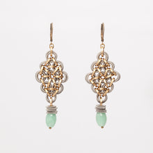 Load image into Gallery viewer, Orecchini Earrings Rombo Piccolo Ottone Aqua Marina  Brass Brengola
