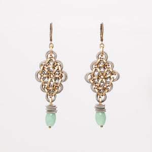 Orecchini Earrings Rombo Piccolo Ottone Aqua Marina  Brass Brengola