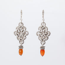 Load image into Gallery viewer, Orecchini Earrings Rombo Grande Argento Silver Carnelian  Brengola
