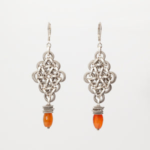 Orecchini Earrings Rombo Piccolo Argento Carnelian Silver Brengola