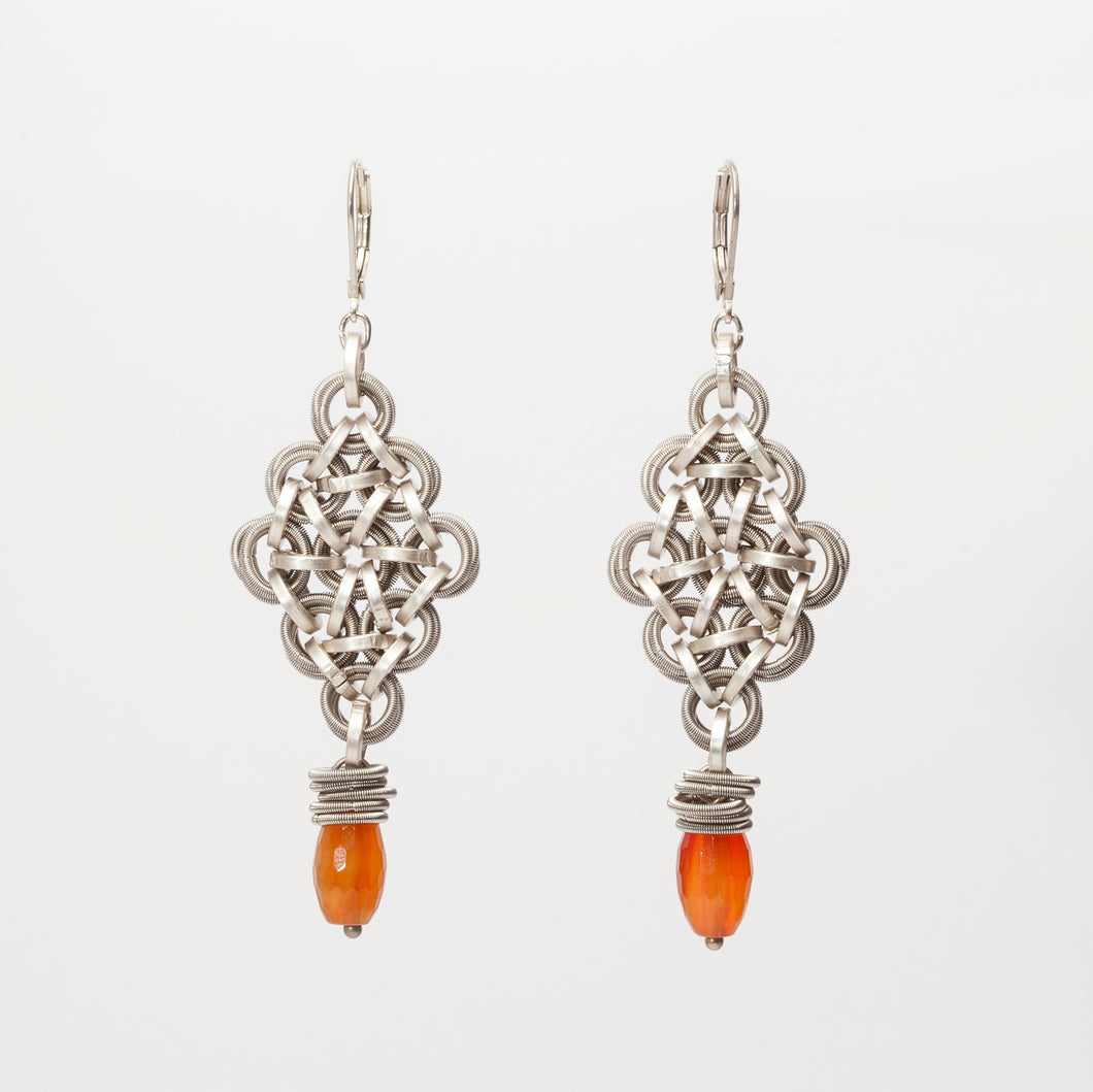 Orecchini Earrings Rombo Piccolo Argento Carnelian Silver Brengola