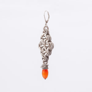 Orecchini Earrings Rombo Grande Argento Silver Carnelian Brengola